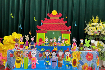 Hội Nghị: Bồi dưỡng chuyên môn cho giáo viên về: “Phát triển dự án Giáo dục STEAM – Làm con rối bằng vật liệu tái chế và biểu diễn múa rối nước trong trường Mầm non xã Nghĩa Thái”.